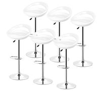 MINGYI Tabourets de Bar Lot de 6, Siège en Plastique ABS, Chaise Haute Bar avec Support Lombaire et Repose-Pieds, Siège 43×43×26 cm (Blanc)