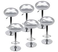 MINGYI Tabourets de Bar Lot de 6, Siège en Plastique ABS, Chaise Haute Bar avec Support Lombaire et Repose-Pieds, Siège 43×43×26 cm (Gris Argenté)