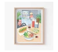 MINGYTN Impression Sur Toile Peinture Affiches Et Impressions Sur Toile Représentant Des Aliments Chinois Indiens, Vietnamiens Et Japonais, Dîners Entre Amis Et Famille Décoration Murale(E,50x70cm)