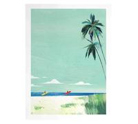 MINGYTN Impression Sur Toile Peinture Peinture Sur Toile Murale, Tableau Simple, Paysage De Plage D'été En Plein Air, Affiche, Coucher De Soleil, Surfeurs, Natation, Océan(Q,50x70cm)