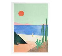 MINGYTN Impression Sur Toile Peinture Peinture Sur Toile Murale, Tableau Simple, Paysage De Plage D'été En Plein Air, Affiche, Coucher De Soleil, Surfeurs, Natation, Océan(H,40x60cm)