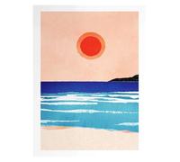 MINGYTN Impression Sur Toile Peinture Peinture Sur Toile Murale, Tableau Simple, Paysage De Plage D'été En Plein Air, Affiche, Coucher De Soleil, Surfeurs, Natation, Océan(B1,30x40cm)