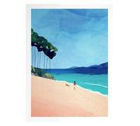 MINGYTN Impression Sur Toile Peinture Peinture Sur Toile Murale, Tableau Simple, Paysage De Plage D'été En Plein Air, Affiche, Coucher De Soleil, Surfeurs, Natation, Océan(P,40X50cm)
