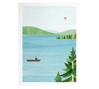 MINGYTN Impression Sur Toile Peinture Peinture Sur Toile Murale, Tableau Simple, Paysage De Plage D'été En Plein Air, Affiche, Coucher De Soleil, Surfeurs, Natation, Océan(E,50x70cm)