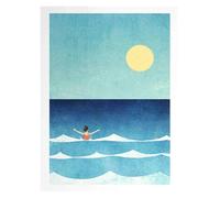 MINGYTN Impression Sur Toile Peinture Peinture Sur Toile Murale, Tableau Simple, Paysage De Plage D'été En Plein Air, Affiche, Coucher De Soleil, Surfeurs, Natation, Océan(L,40X50cm)