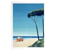 MINGYTN Impression Sur Toile Peinture Peinture Sur Toile Murale, Tableau Simple, Paysage De Plage D'été En Plein Air, Affiche, Coucher De Soleil, Surfeurs, Natation, Océan(U,30x40cm)