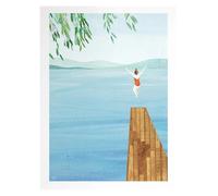 MINGYTN Impression Sur Toile Peinture Peinture Sur Toile Murale, Tableau Simple, Paysage De Plage D'été En Plein Air, Affiche, Coucher De Soleil, Surfeurs, Natation, Océan(UNE,40x60cm)