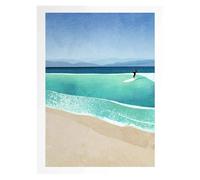 MINGYTN Impression Sur Toile Peinture Peinture Sur Toile Murale, Tableau Simple, Paysage De Plage D'été En Plein Air, Affiche, Coucher De Soleil, Surfeurs, Natation, Océan(R,50x70cm)