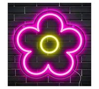 MINGYTN LED néon signe Enseigne Au Néon À Fleurs, Alimentée Par USB, Lumières D'ambiance À Intensité Variable, Pour Chambre À Coucher, Décoration Murale De Fête 20cm×21cm
