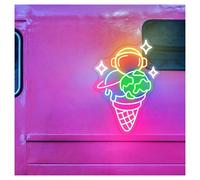 MINGYTN LED néon signe Enseigne Au Néon Astronaut Ice Cream Pour Décoration Murale De Café, Intensité Variable, 35cmx50cm(B)