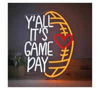 MINGYTN LED néon signe Enseigne Lumineuse Néon Pour Décoration Murale, Y'ALL Its Game Day Éclairage De Football, Intensité Variable, Pour Maison, Fête, Club, 31x42cm