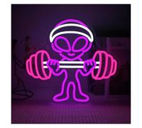 MINGYTN LED néon signe Enseigne Néon Originale, Décoration Murale Avec Haltères, Éclairage Alien, Boutique, Bar, Caverne D'homme, Chambre D'adolescent, Salle De Jeux 35x32cm