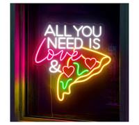 MINGYTN LED néon signe Néons All You Need Is Love Et Pizza Avec Luminosité Réglable, Adaptés À La Décoration Murale De Restaurant 51cmx51cm