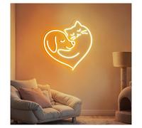 MINGYTN LED néon signe Néons Chien Aime Chat Luminosité Réglable Convient Pour Studio Café Décoration Murale 38cmx38cm(B)