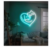 MINGYTN LED néon signe Néons Chien Aime Chat Luminosité Réglable Convient Pour Studio Café Décoration Murale 38cmx38cm(UNE)