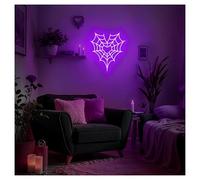 MINGYTN LED néon signe Néons En Forme De Cœur Et Toile D'araignée, Luminosité Réglable, Idéal Pour Une Décoration Murale De Studio Ou De Maison, 49cmx53cm(B)