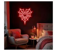 MINGYTN LED néon signe Néons En Forme De Cœur Et Toile D'araignée, Luminosité Réglable, Idéal Pour Une Décoration Murale De Studio Ou De Maison, 49cmx53cm(C)