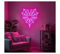 MINGYTN LED néon signe Néons En Forme De Cœur Et Toile D'araignée, Luminosité Réglable, Idéal Pour Une Décoration Murale De Studio Ou De Maison, 49cmx53cm(UNE)