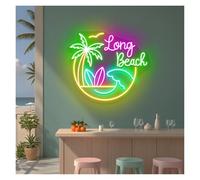 MINGYTN LED néon signe Néons Long Beach À Luminosité Réglable, Adaptés Aux Studios, Fêtes D'été, Décoration Murale, 47cmx53cm(C)