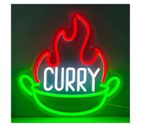 MINGYTN LED néon signe Panneau Néon Curry Avec Lumière LED, Alimenté Par USB, Pour Restaurant Indien, Boutique, Café, Fête, Décoration Murale, Panneaux Éclairés, 33cm×33.6cm