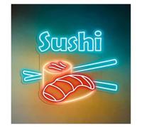 MINGYTN LED néon signe Rouleau De Néon Sushi De Grande Taille Pour Vitrine D'entreprise, Décoration De Restaurant Japonais, Enseigne Ouverte, 50cm(UNE)