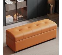 Mingyu Banc de rangement multifonction pour couloir avec siège rembourré, étagère à chaussures moderne, banc d'armoire, tabouret multifonction à changer (orange, 110 cm)