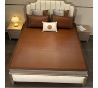 Mingyu Matelas de Couchage d'été en Bambou et rotin : Matelas de Couchage Pliable et rafraîchissant pour lit/Sol - Ensemble 2/3 pièces(Brown,180X220CM/70.8x86.6)