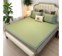 Mingyu Matelas de Couchage d'été en Bambou et rotin : Matelas de Couchage Pliable et rafraîchissant pour lit/Sol - Ensemble 2/3 pièces(Green,200x220cm/78.7x86.6)