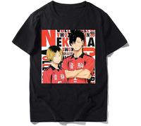 MINGYU VINIBABY Men's Haikyuu!! Kuroo Tetsurou Kozume Kenma Printed Unisex 100% Cotton Black T-Shirts Black L