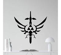 MINGYUANS Autocollant mural amovible noir inspiré de Zelda, adapté pour salle de jeux ou étude, créant une atmosphère mystérieuse et fantastique 73 x 72 cm