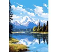 MINGYUANS Peinture numéro à faire soi-même paysage nature lac et montagnes 40 x 50 cm sans cadre décoration d'intérieur bureau art mural