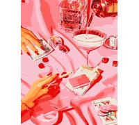 MINGYUANS Peinture numérotée à faire soi-même de casino rose, ajoutant une atmosphère luxueuse et une ambiance artistique à la décoration du salon et de la chambre à coucher, sans cadre, 40 x 50 cm