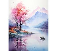 MINGYUANS Peinture numérotée à faire soi-même - Paysage printanier de lac et de montagne, parfaite pour la décoration de la maison, du salon ou du bureau, ajoutant de la sérénité et de l'harmonie à