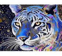 MINGYUANS Peinture numérotée à faire soi-même - Tête de tigre abstraite ajoutant une touche artistique et une attraction sauvage à votre décoration d'intérieur - Dimensions : 40 x 50 cm (sans cadre)