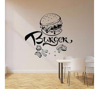 MINGYUANS Sticker Mural Amovible Noir pour Burger Fast Food Restaurant, Salle à Manger Café, Créer une Ambiance Alimentaire 28x30cm