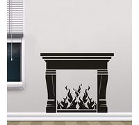 MINGYUANS Sticker Mural Amovible Noir Thème Cheminée Salon Chambre Création Ambiance Chaude 72x57cm