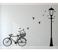 MINGYUANS Sticker Mural Amovible Noir Thème Vélo Réverbère Chambre Salon Décoration Murale Créer une Ambiance Romantique 42x48cm