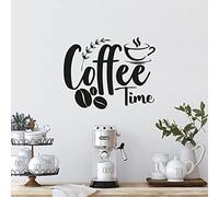 MINGYUANS Sticker mural amovible pour cuisine et salle à manger Motif Coffee Time Noir 50 x 55 cm