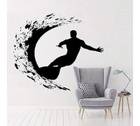 MINGYUANS Sticker mural amovible Surfer Extreme Sports Noir 102 x 102 cm