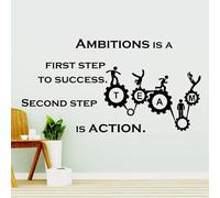 MINGYUANS Sticker mural avec citation de motivation Ambition Team Action pour bureau ou salle de réunion Créer une atmosphère de travail positive et optimiste 57 x 108 cm
