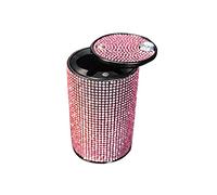 MINGZAIQIPEI Bling Diamond Cendrier de voiture portable avec couvercle anti-odeurs en cristal diamant pour femme, mini poubelle de voiture, idéale pour la voiture, la maison et le bureau (rose, A)