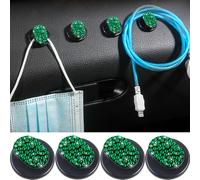 MINGZAIQIPEI Lot de 4 mini crochets adhésifs en cristal pour chapeau, manteau, serviette, clé, crochets décoratifs de voiture à coller sur le tableau de bord, support mural de masque pour la maison et