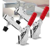 MINGZE 2 pcs Serrage à Genouillère GH-12130, 227 Kg 500 Lb Pince à Bascule à Déblocage Rapide Verticale Rapide Base Pince à Levier Horizontal Sauterelle de Menuisier à Fixation avec Poignée Rouge