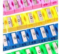 MINGZE Affûteur de crayon de 48 pièces, taille-crayon de trou simple tenu dans la main en plastique pour l'usage de bureau d'école, 4 couleurs