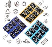 MINGZE Casse-tête métallique Wire Set de 24, Métal Brain Teaser Puzzle 3D Jeux de Patience Ensemble IQ Test Disentanglement Puzzles Jeu Magic Toy Trick pour Enfants et Adultes Challenge