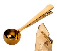 MINGZE Cuillère Doseuse à Café Avec Clip Acier Inoxydable, CuillèRe à Café 2 En 1 Long Manche, CuillèRe à Mesurer Pour En Grains Thé Poudre De ProtéIne, Cuillere Doseuse (D'or)