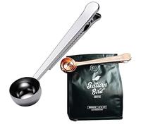 MINGZE Cuillère Doseuse à Café Avec Clip Acier Inoxydable, CuillèRe à Café 2 En 1 Long Manche, CuillèRe à Mesurer Pour En Grains Thé Poudre De ProtéIne, Cuillere Doseuse (Argent)