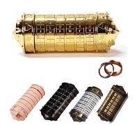 MINGZE Da Vinci Code Verrouillage, Rétro Metal Cryptex Intéressant Créatif Cadeaux Saint-Valentin journée Anniversaire Cadeau avec Seigneur de la Anneaux Exquis Cadeau Boîtes et des Sacs (Or)
