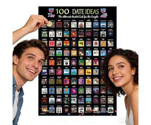 MINGZE Lot de 100 affiches à gratter pour couple - Art mural interactif avec revêtement doré à gratter - Cadeau de Saint-Valentin, idées créatives de rendez-vous pour les couples - Boussole de vie