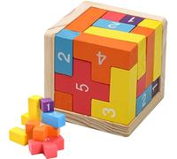 MINGZE Puzzles en Bois Casse-tête Jouet 54 en Forme de T Blocs Jeu de l'intelligence géométrique Sphère Puzzles pour Adultes/Enfants (Rainbow)